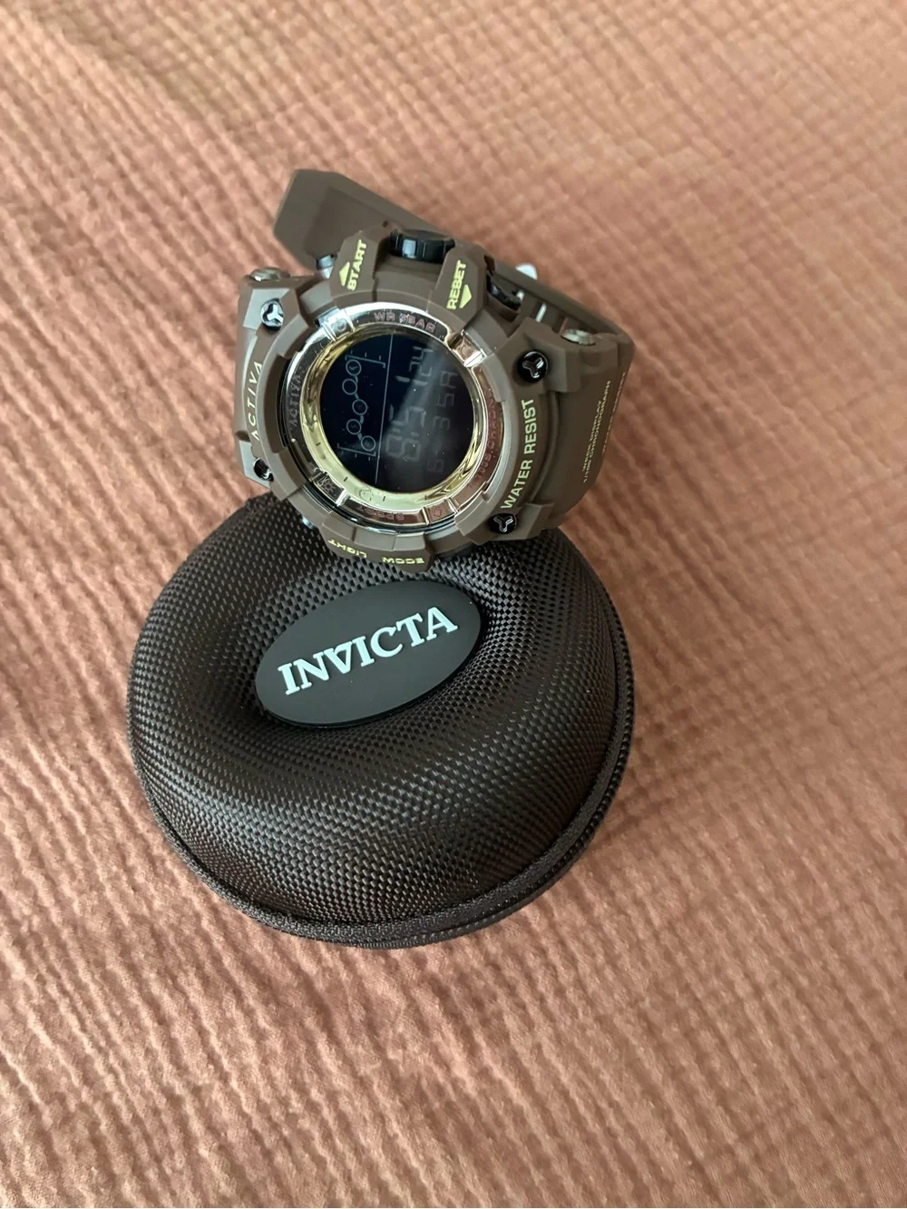 Invicta Digital Sport Watch - Brown and Gold Accents
